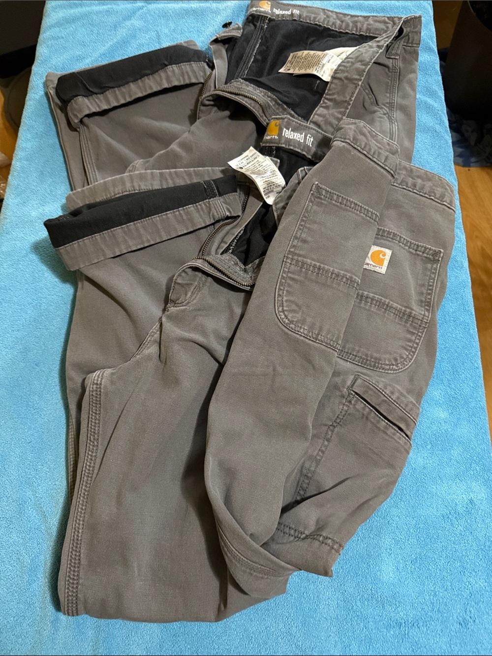 Carhartt Men's Insulated Pants in Gray with Carhartt Patch